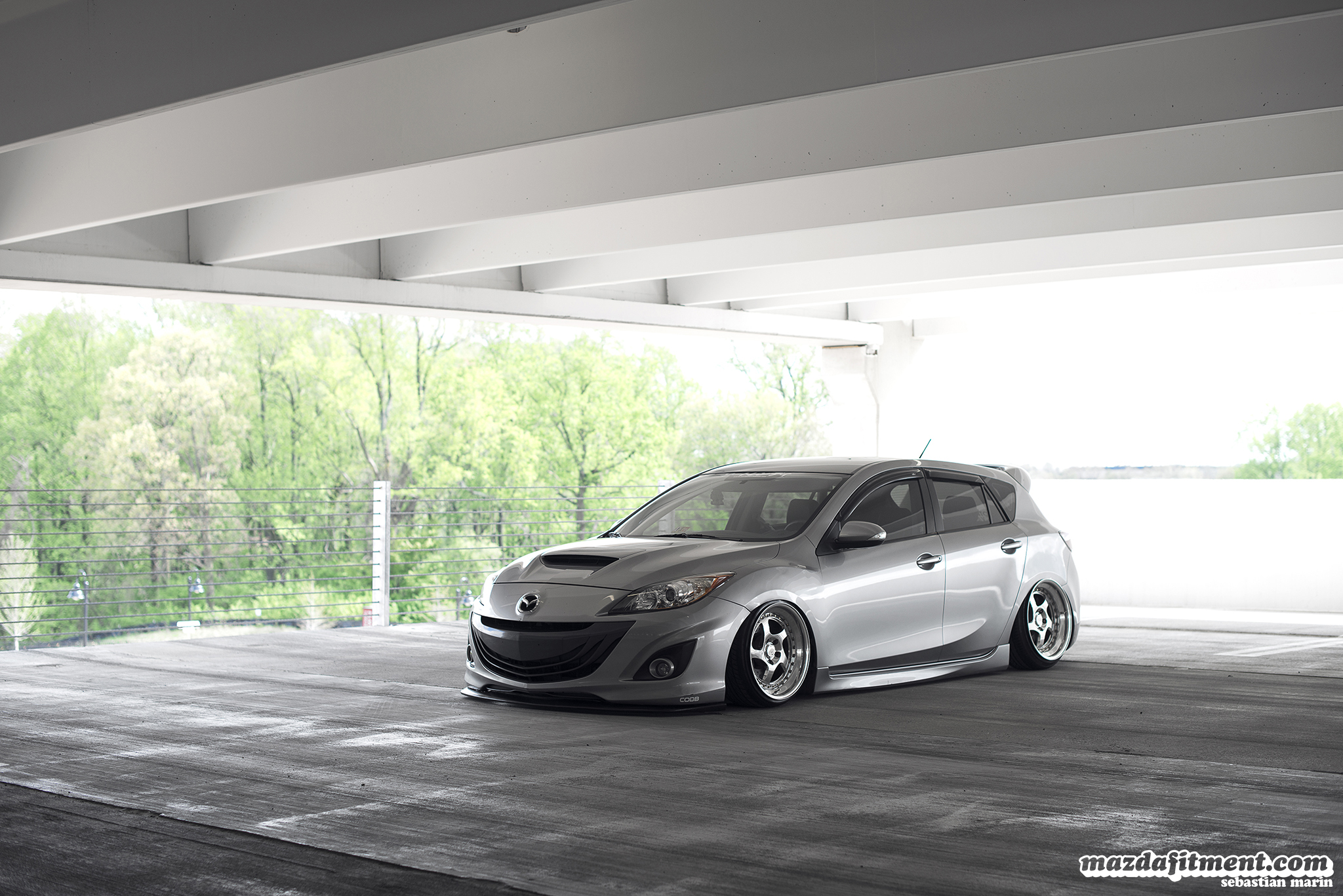 Slammed Silver Mazda 3